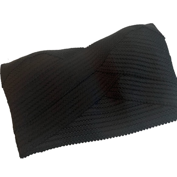 Express Strapless Crop Top Sz S Black Zip Back - Picture 2 of 10